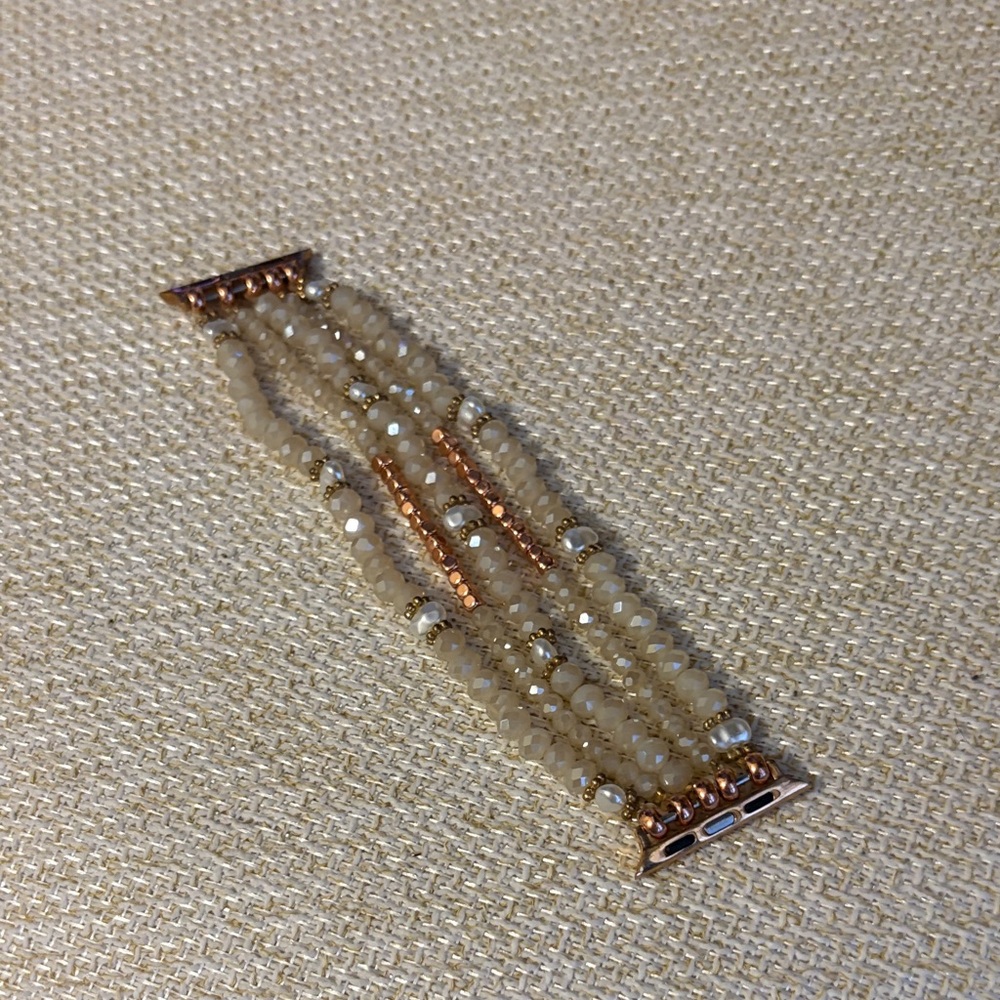 Beaded Apple Watch band with Rose Gold Accents